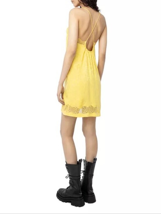 Zadig & Voltaire Dresses & Skirts - NWOT Zadig & Voltaire Sunflower Yellow Silk Lace Trim Dress